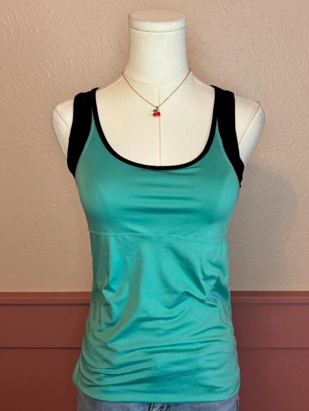 Y2K teal tank top icyzone sz small 2000s playground prep pilates yoga gym